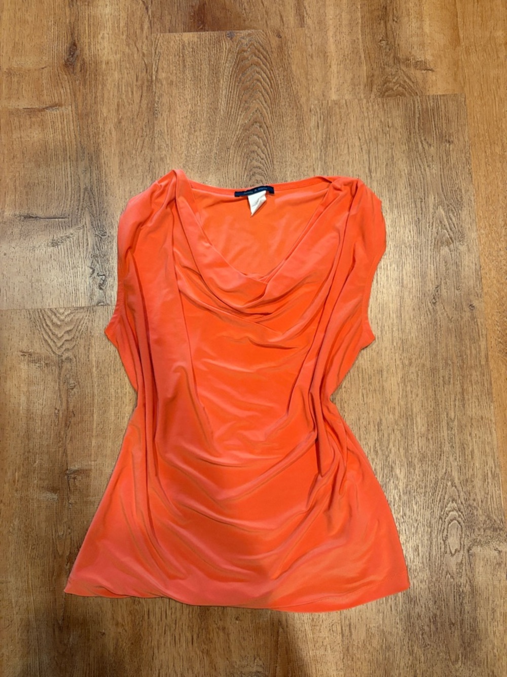 Draped Cowl Neck Blouse in Coral Orange